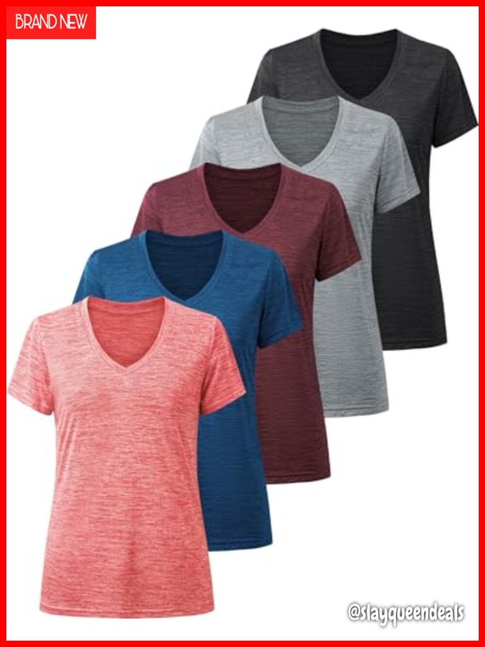 Women's Athletic Workout T-Shirt Quick Dry Moisture Wicking V-Neck Gym Tee